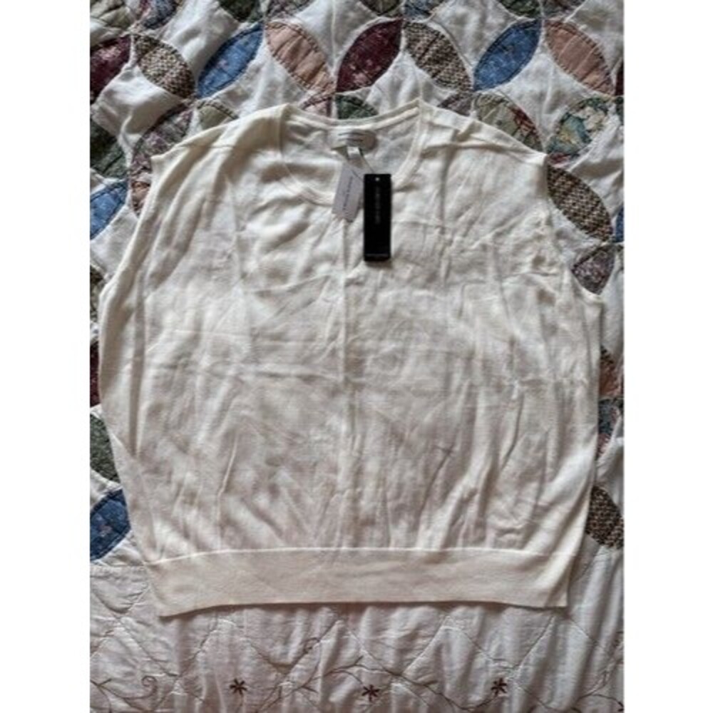 Banana Republic White/Cream Forever Yarn Knit Pullover Sweater Vest L